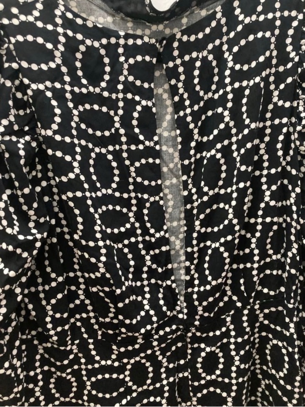 H&M Black Blouse with White Dot Chain Print